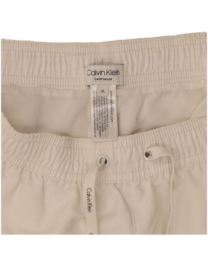 Calvin Klein Mens Graphic Swimming Shorts Medium  White Polyester