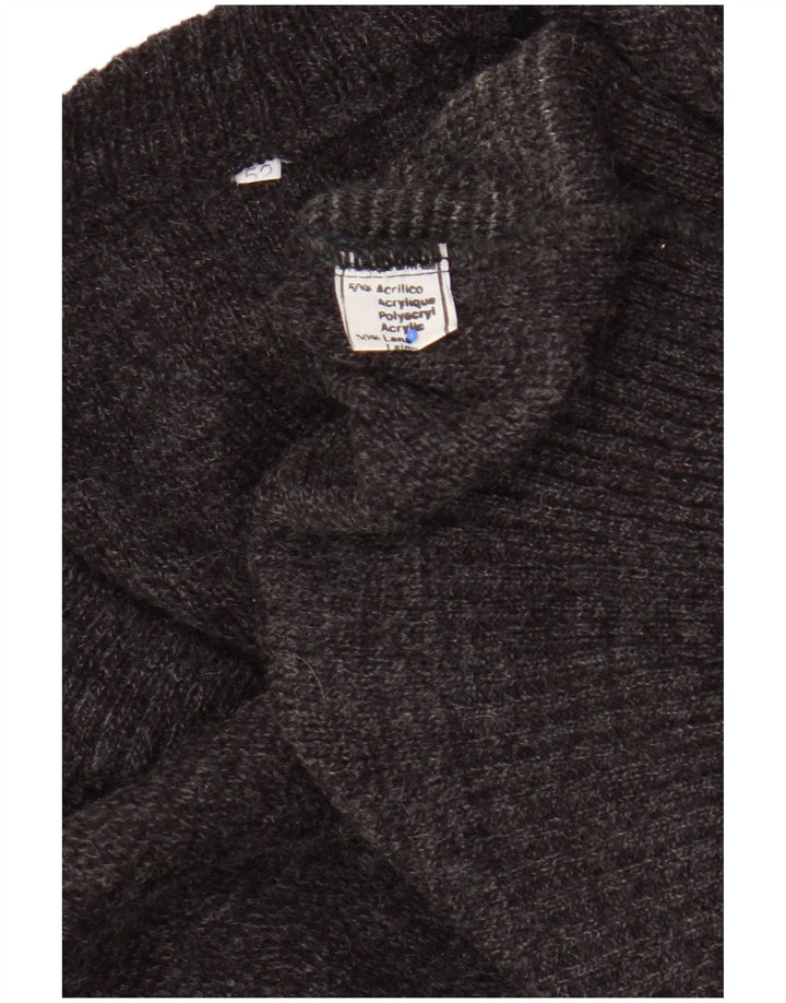 Vintage Mens V-Neck Jumper Sweater IT 52 Large Grey Geometric Acrylic