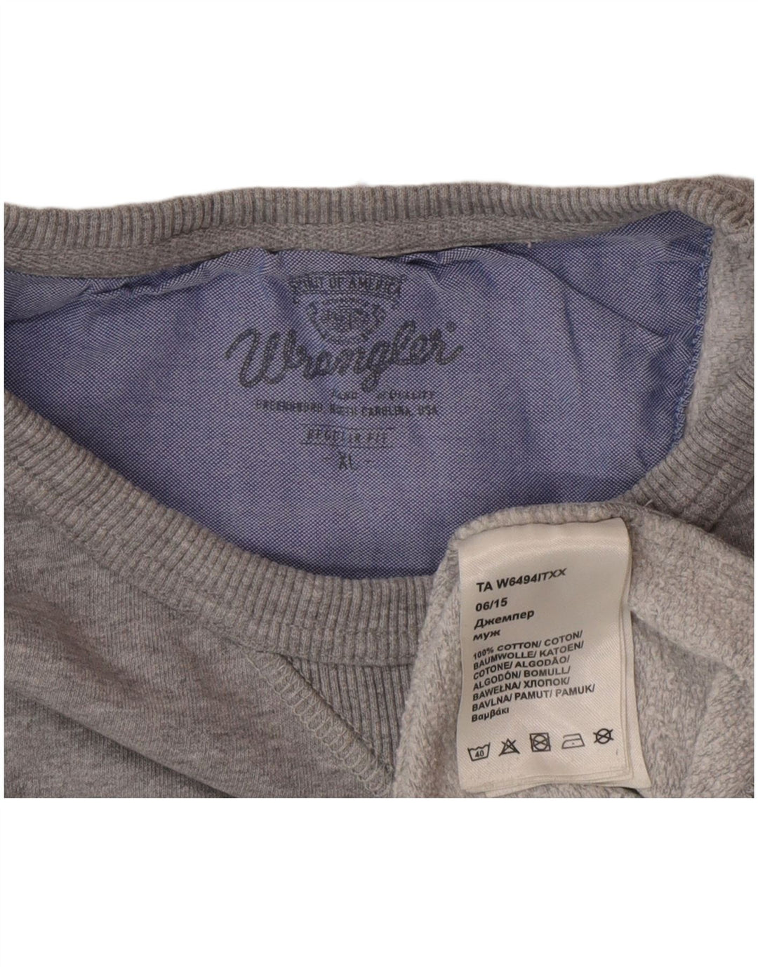 Wrangler Mens Regular Fit Sweatshirt Jumper XL Grey Cotton