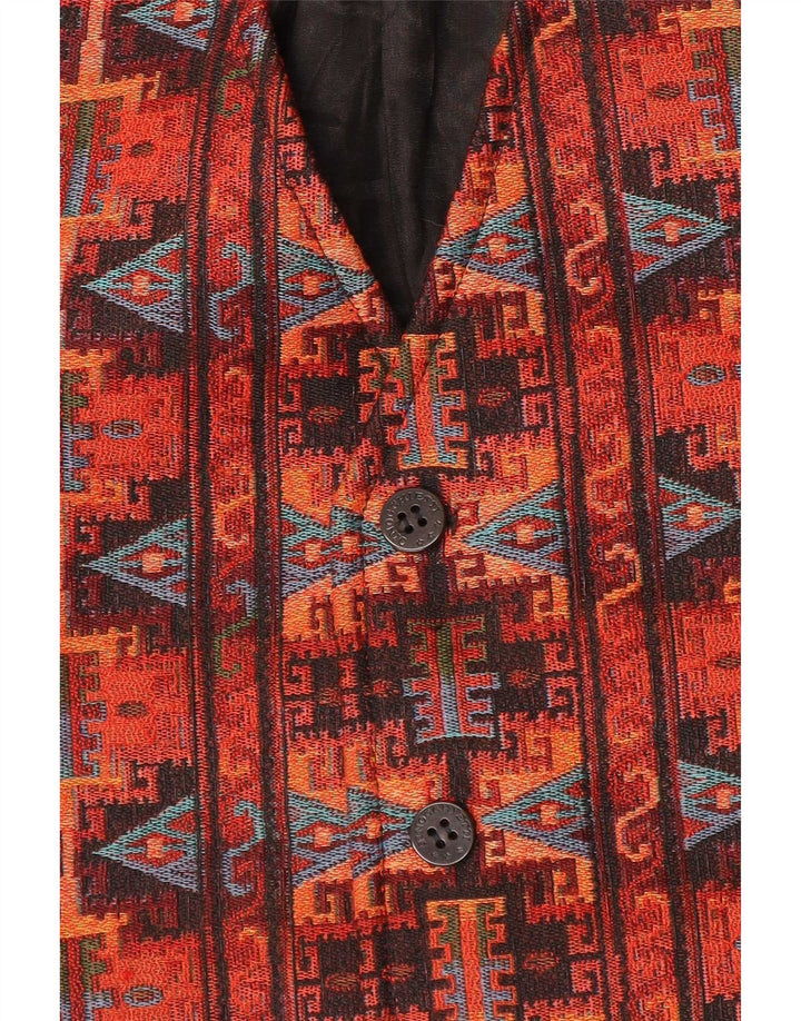 Umberto Ginocchietti Mens Waistcoat Medium Red Geometric