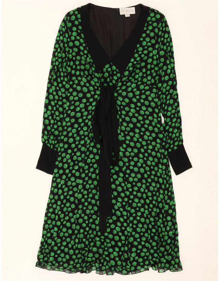 Max Mara Womens Intrend Long Sleeve A-Line Dress UK 12 Medium Black Spotted