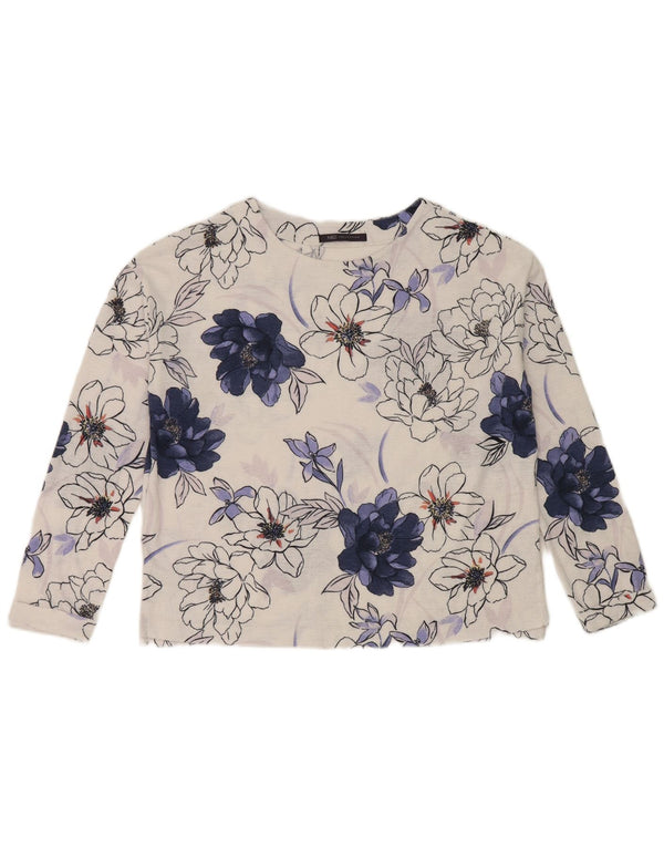 Marks & Spencer Womens Oversized Top Long Sleeve UK 8 Small White Floral