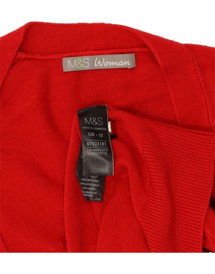 MARKS & SPENCER Womens Cardigan Sweater UK 12 Medium Red Acrylic Vintage Marks & Spencer and Second-Hand Marks & Spencer from Messina Hembry 