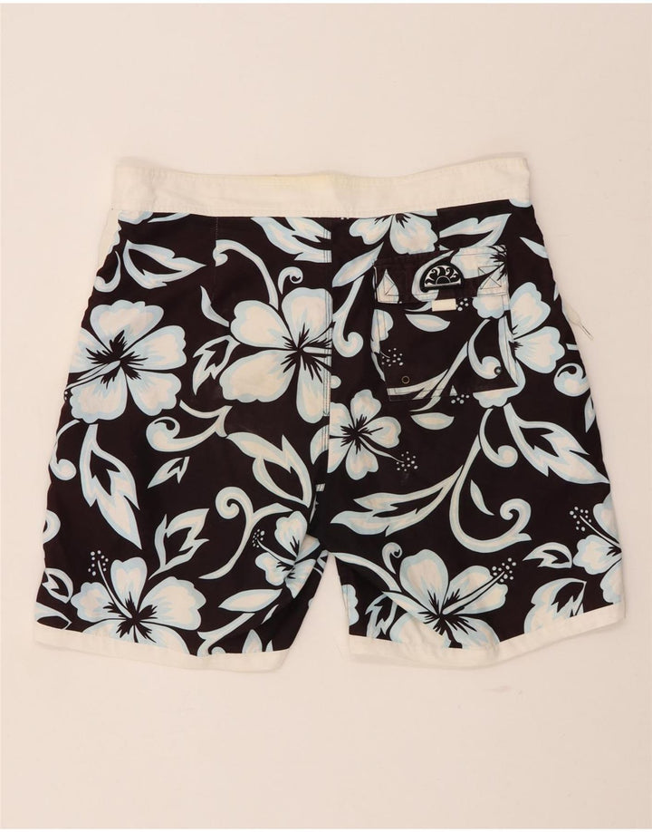 SUNDEK Mens Swimming Shorts Large Black Floral Polyester