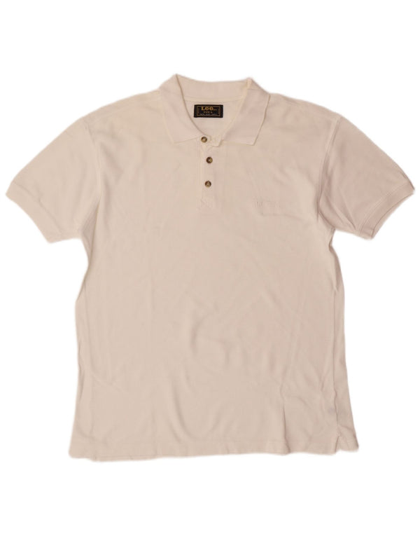 LEE Mens Polo Shirt Large White Cotton