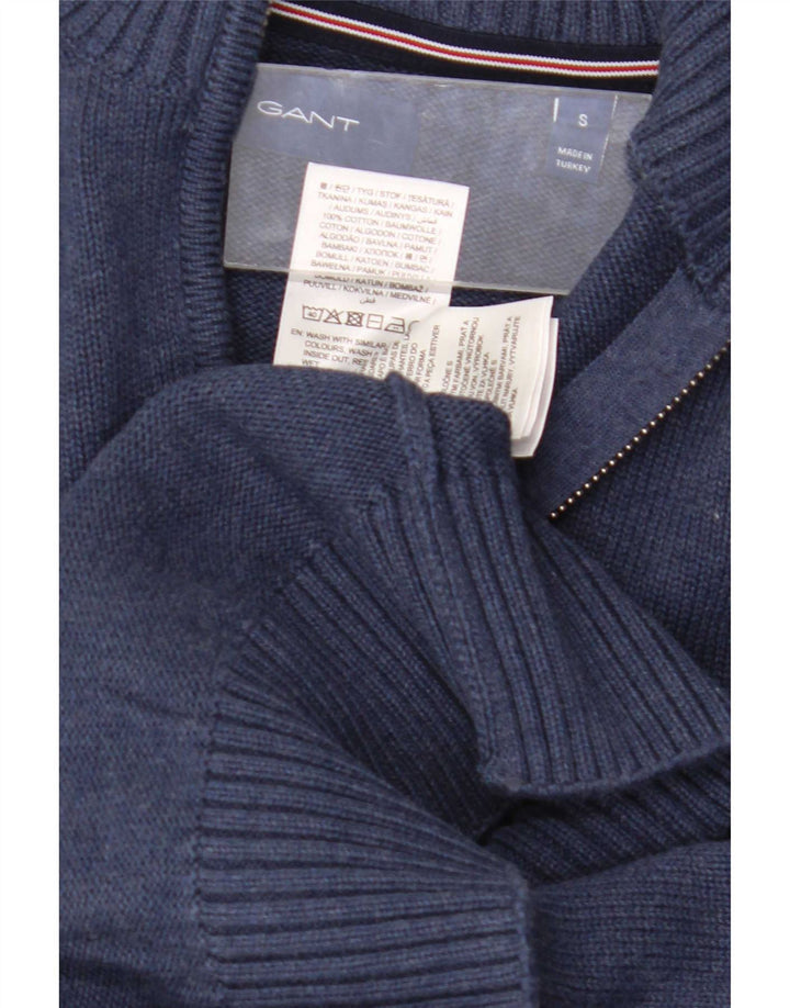 Gant Mens Zip Neck Jumper Sweater Small Navy Blue Cotton