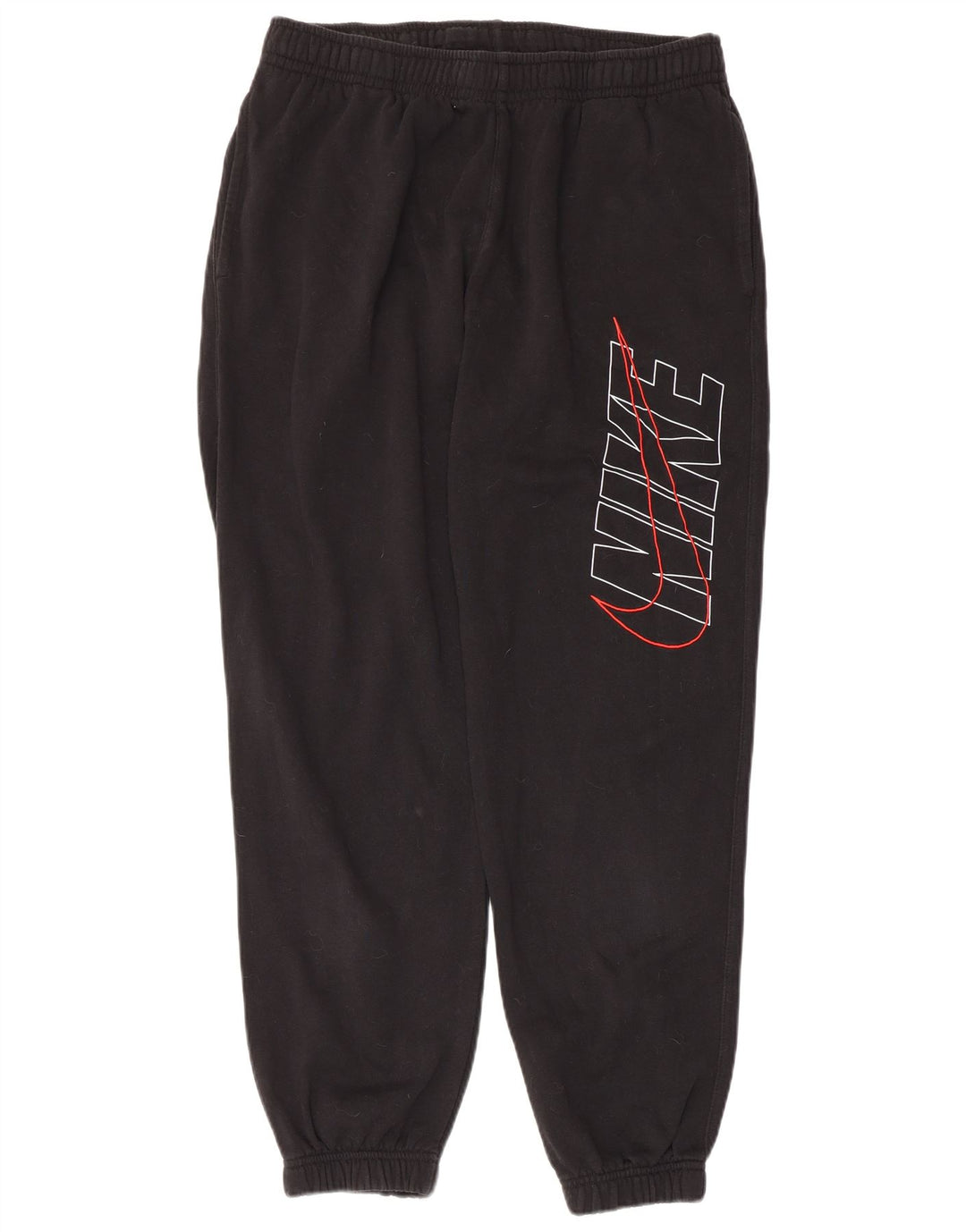 NIKE Mens Graphic Tracksuit Trousers Joggers Large  Black Cotton