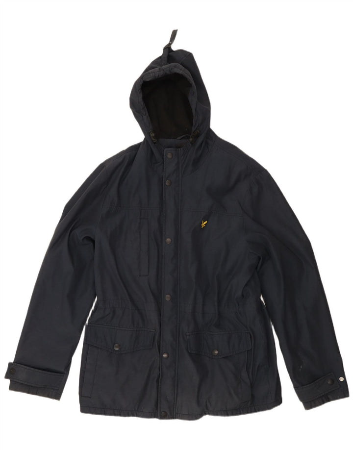 LYLE & SCOTT Mens Hooded Windbreaker Jacket UK 40 Large Navy Blue Nylon