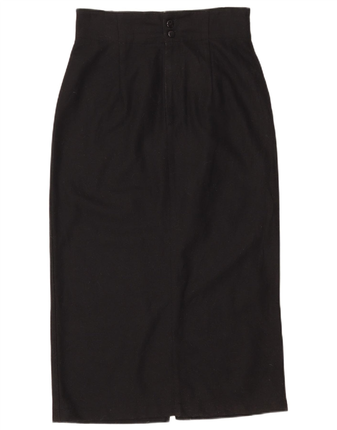 Benetton Womens High Waist Midi Skirt IT 44 Medium W28  Black Wool