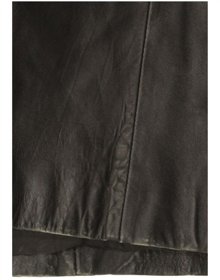 Vintage Womens Leather Coat UK 18 XL Black Leather