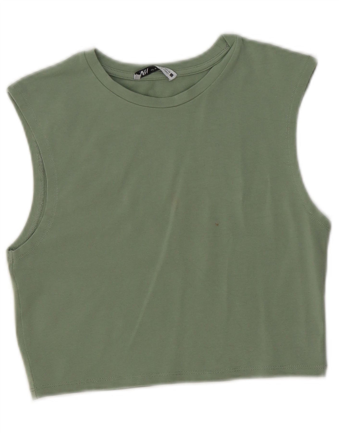 Zara Womens Crop Vest Top UK 12 Medium Green