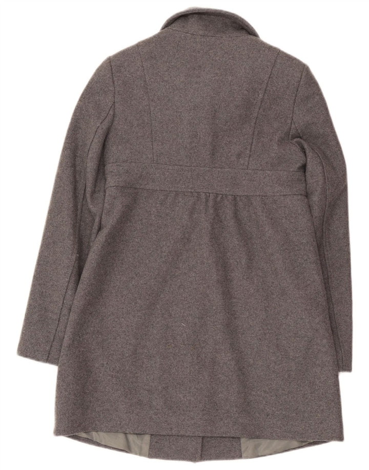 Benetton Womens Double Breasted Coat IT 38 XS Grey Wool