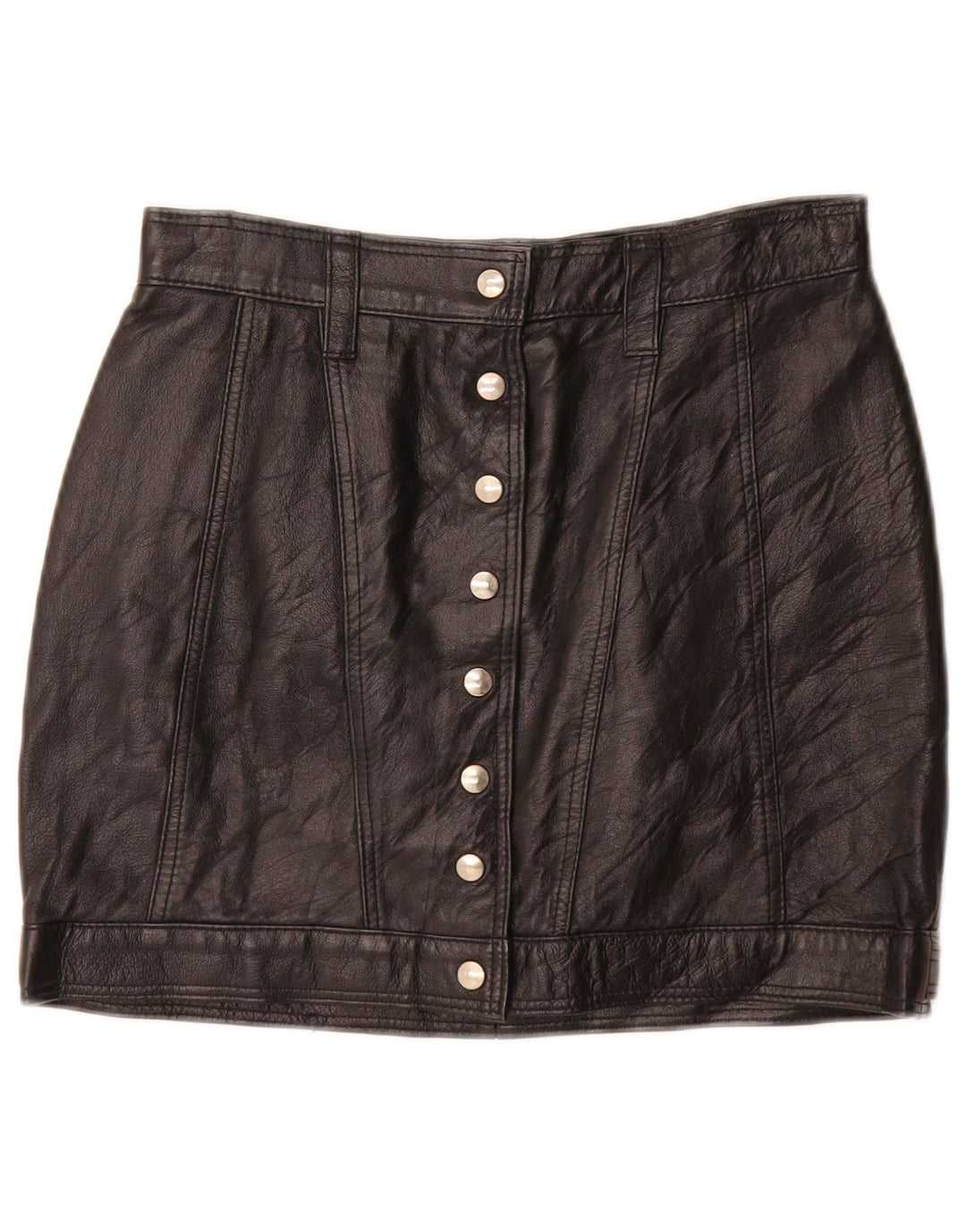 Vintage Womens Mini Leather Skirt W26 Small  Black
