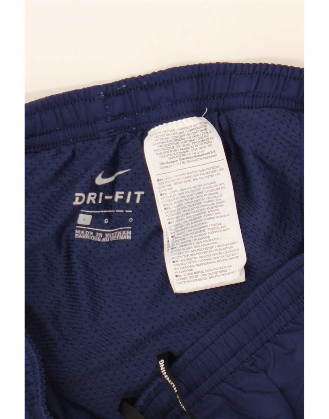 Nike Mens Dri Fit Sport Shorts Large Navy Blue Striped Polyester