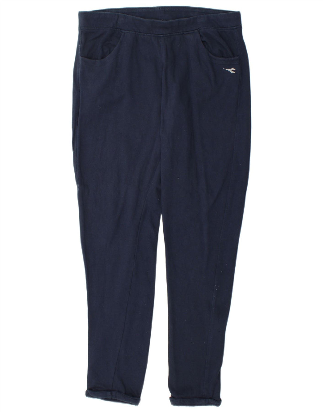 DIADORA Womens Tracksuit Trousers UK 14 Large Navy Blue Cotton