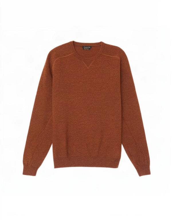Massimo Dutti Mens Crew Neck Jumper Sweater Medium Brown Wool