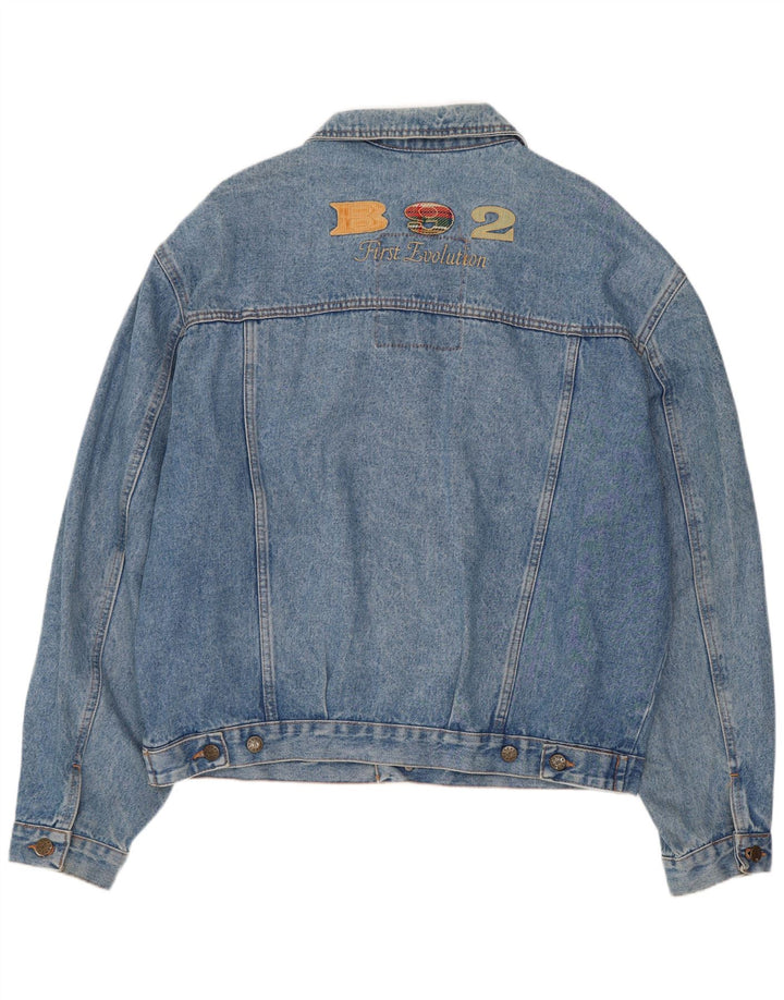 Base 92 Mens Graphic Denim Jacket UK 42 XL Blue