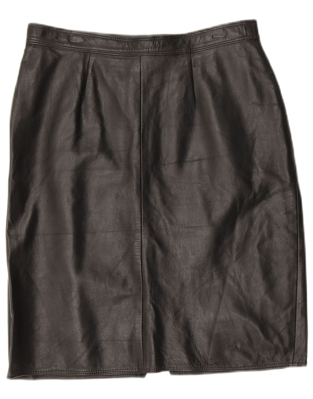 VINTAGE Womens Leather Skirt W30 Medium Black Leather