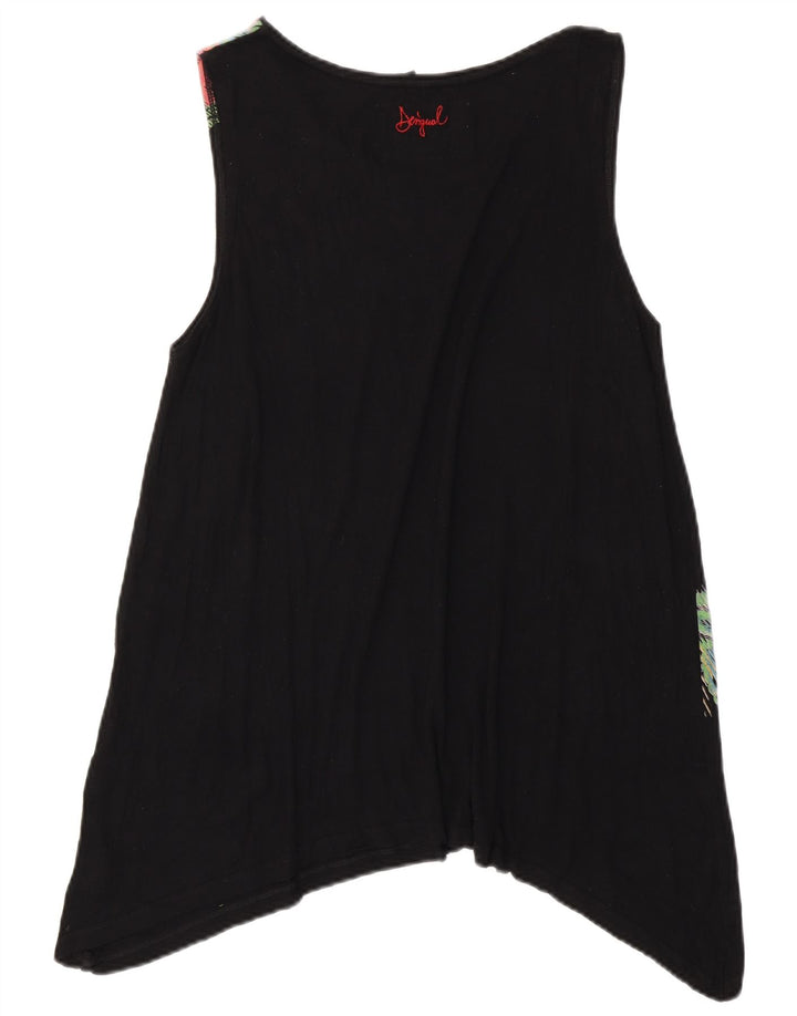 DESIGUAL Womens Sleeveless Asymmetric Tunic Top UK 18 XL Black Floral