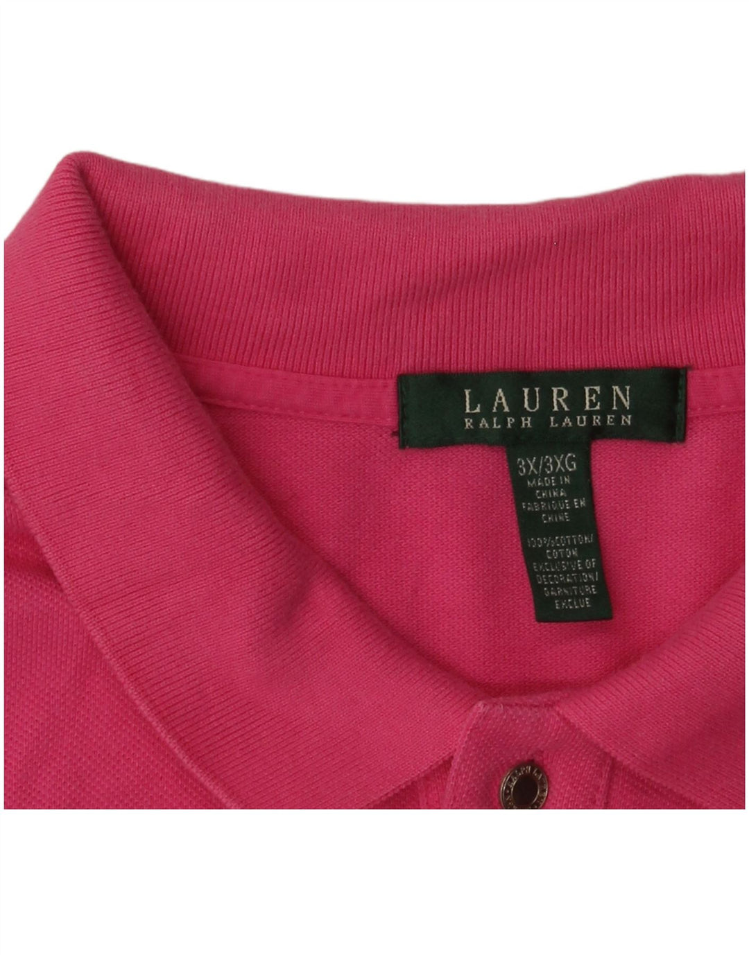 RALPH LAUREN Womens Polo Shirt UK 22 3XL Pink Cotton