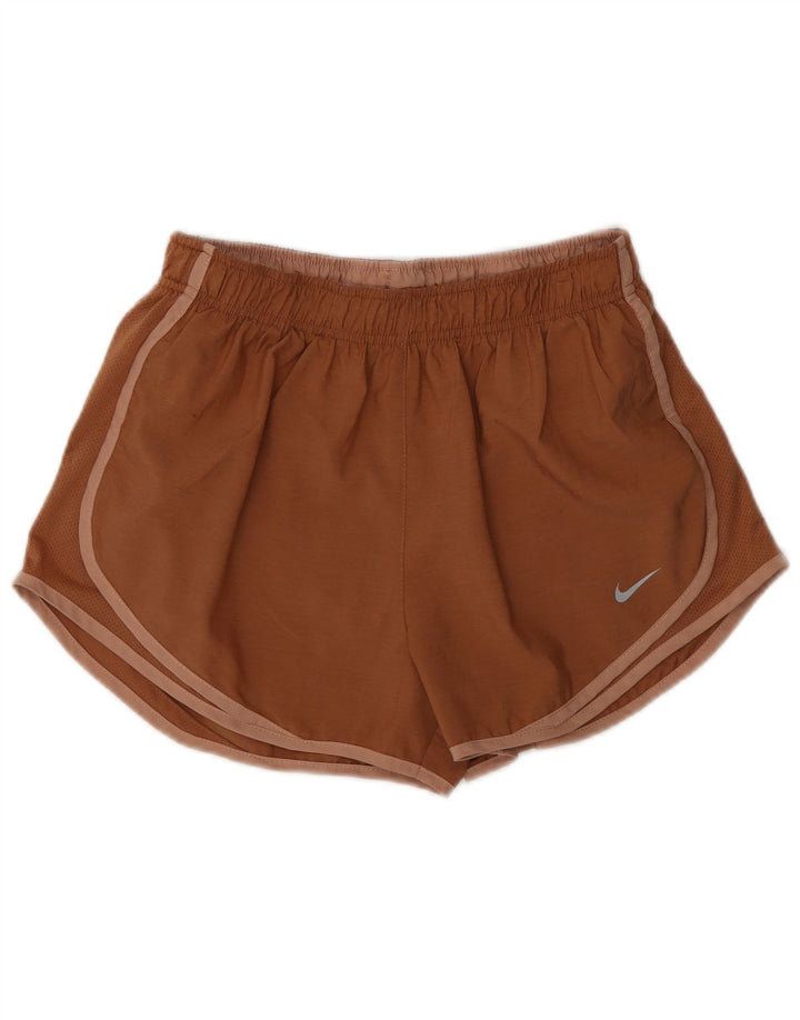 Nike Womens Sport Shorts UK 12 Medium Brown Polyester