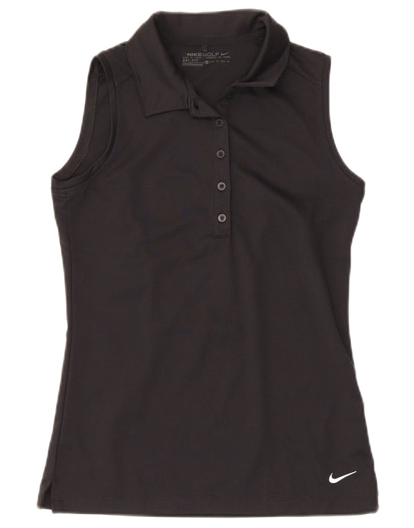 Nike Womens Golf Sleeveless Polo Shirt UK 6 XS Black Polyester