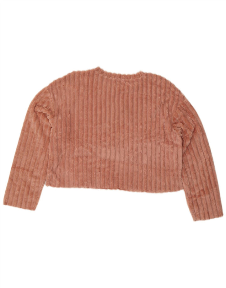 Zara Womens Crop Velour Oversized Blouse Top UK 10 Small Pink Polyester