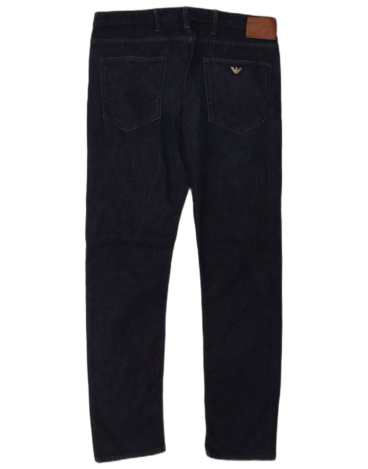 Armani Mens Slim Jeans W36 L34 Navy Blue Cotton