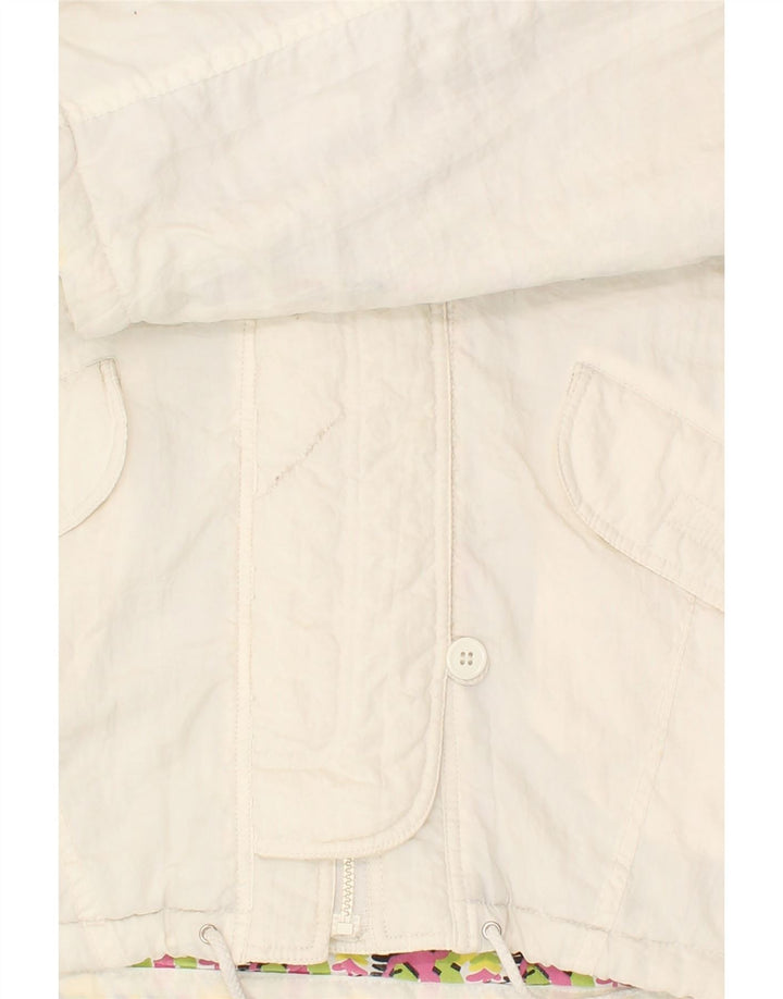 VINTAGE Womens Hooded Windbreaker Jacket UK 14 Medium White Polyamide