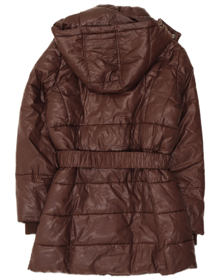Gaudi Womens Hooded Padded Coat IT 42 Medium Brown Polyester
