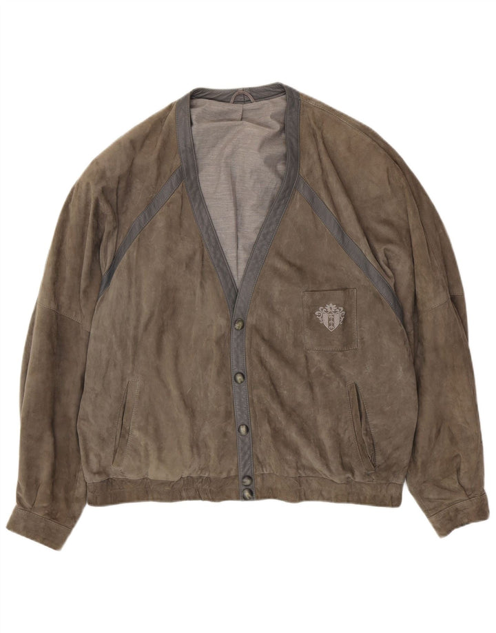 VINTAGE Mens Suede Jacket UK 42 XL Grey