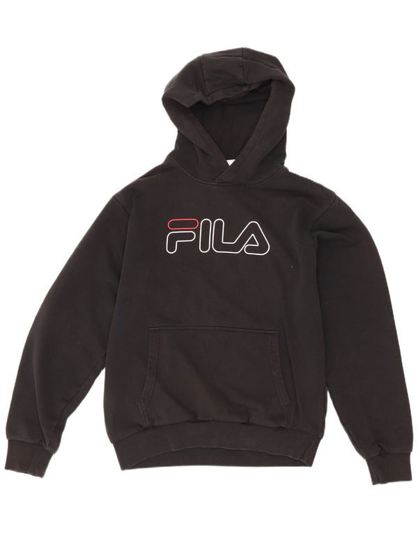 Fila Boys Graphic Hoodie Jumper 15-16 Years Black Cotton Sports