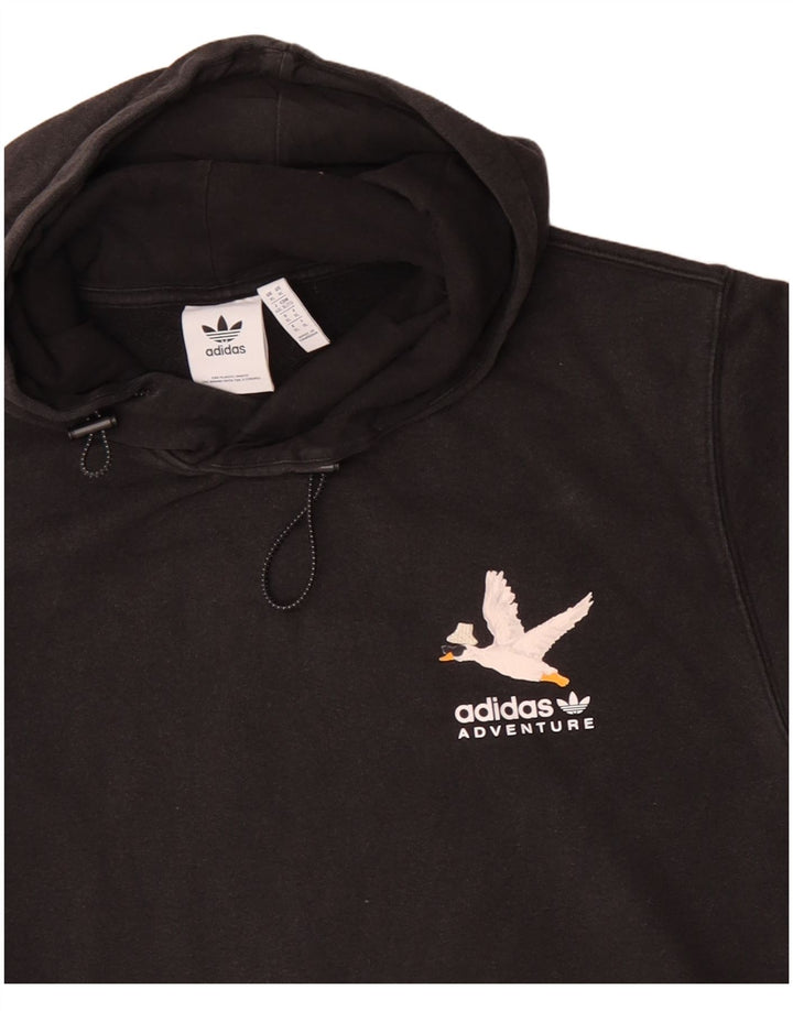 ADIDAS Mens Adventure Graphic Hoodie Jumper XL Black Cotton