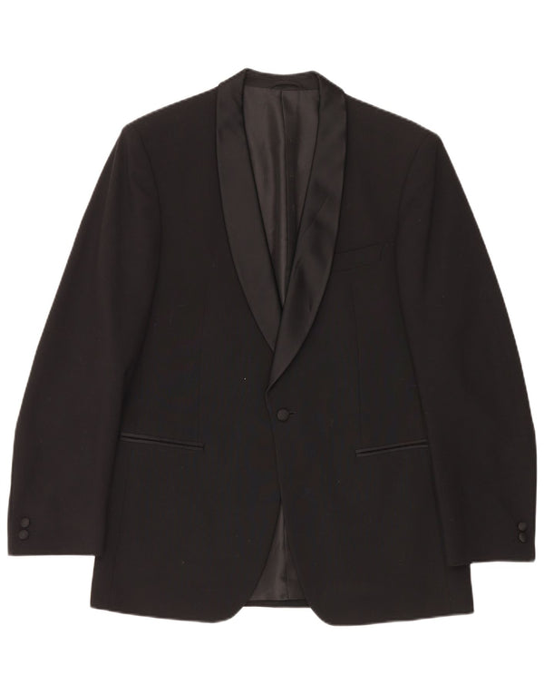 Wilvorst Mens 1 Button Blazer Jacket UK 38 Medium Black New Wool