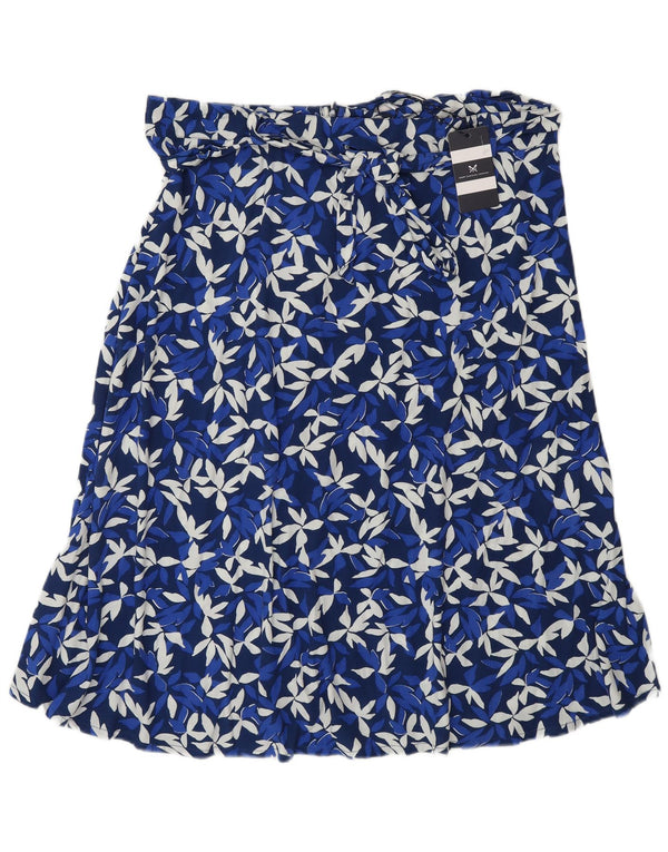 CREW CLOTHING Womens A-Line Skirt UK 18 XL W38  Blue Floral Viscose