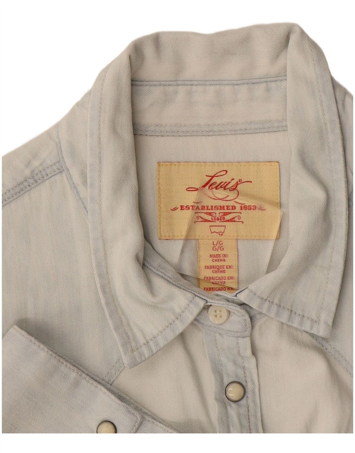 Levi's Womens Short Sleeve Denim Shirt UK 16 Large Blue
