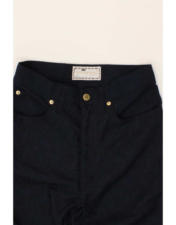 ROCCOBAROCCO Womens Slim Casual Trousers W28 L26 Navy Blue Polyester Vintage Roccobarocco and Second-Hand Roccobarocco from Messina Hembry 
