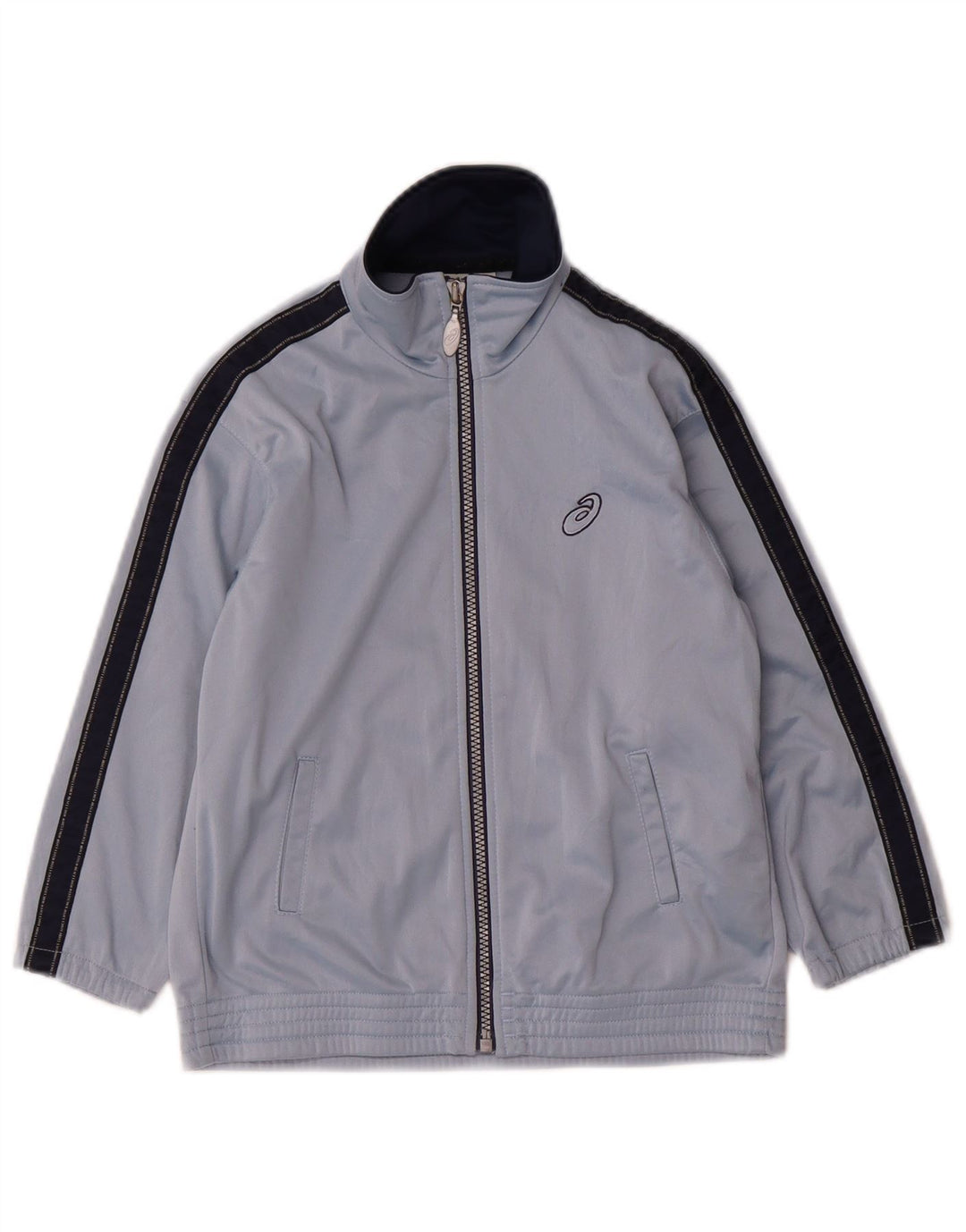 ASICS Boys Tracksuit Top Jacket 5-6 Years Blue Colourblock