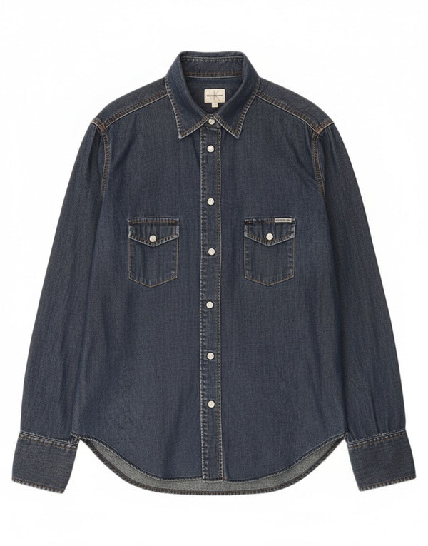 Calvin Klein Jeans Womens Denim Shirt UK 18 XL Navy Blue Cotton