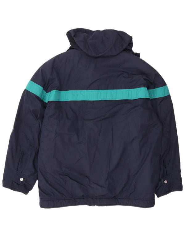 Ellesse Mens Hooded Windbreaker Jacket UK 42 XL Navy Blue Colourblock