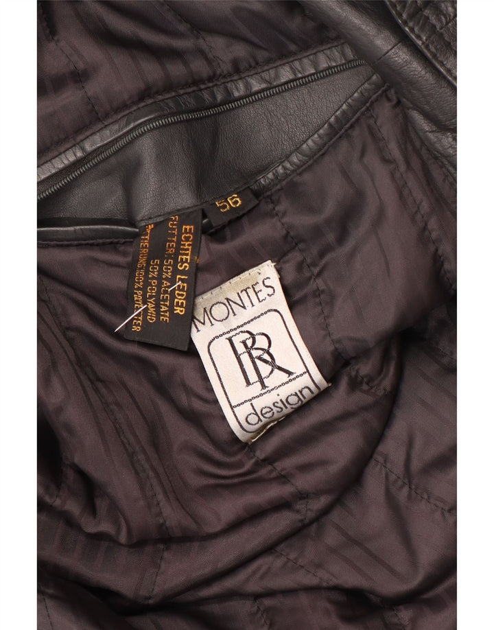 Montes Mens Leather Coat IT 56 3XL Black Leather