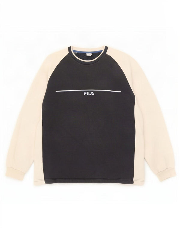 Fila Mens Sweatshirt Jumper IT 52/54 Large Navy Blue Colourblock Cotton