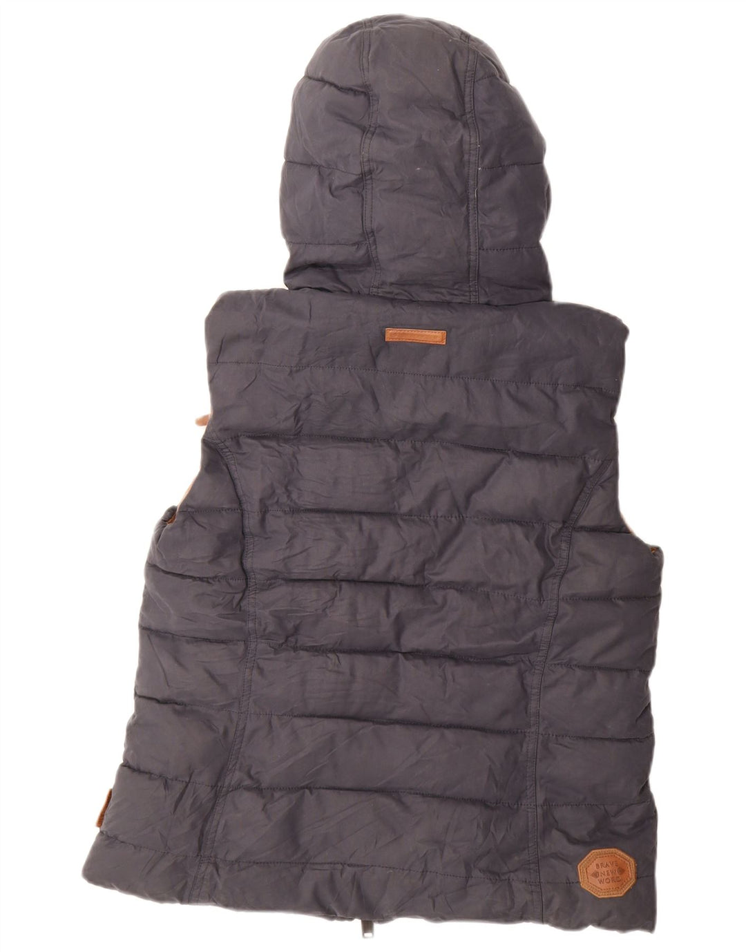 NAKETANO Womens Hooded Padded Gilet UK 18 XL Navy Blue Polyester