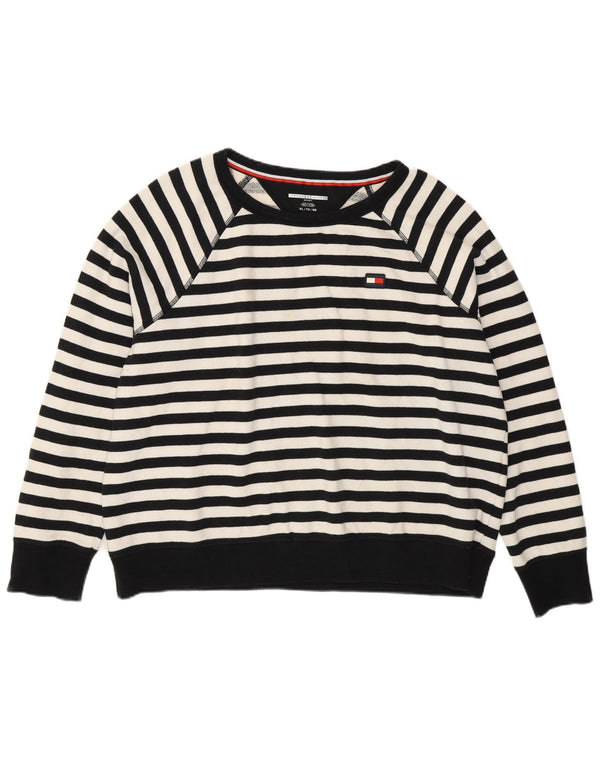 Tommy Hilfiger Womens Boat Neck Jumper Sweater UK 18 XL Black Striped
