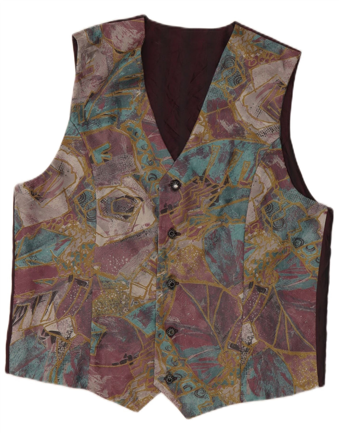 Vintage Mens Abstract Pattern Waistcoat Medium Multicoloured