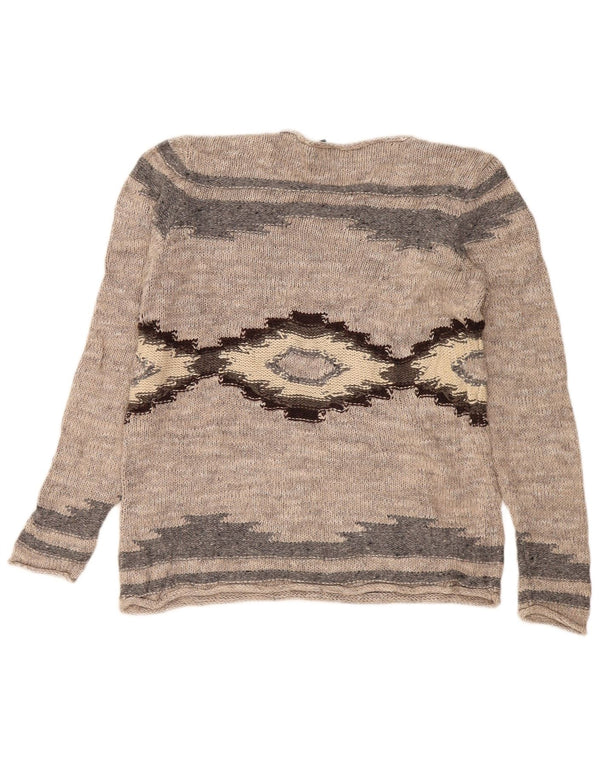 RALPH LAUREN Womens Boat Neck Jumper Sweater UK 16 Large Beige Fair Isle