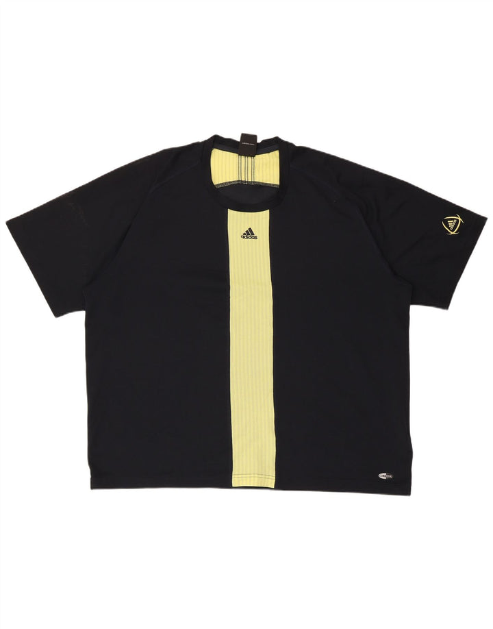 ADIDAS Mens Climacool T-Shirt Top 2XL Black Colourblock Polyester