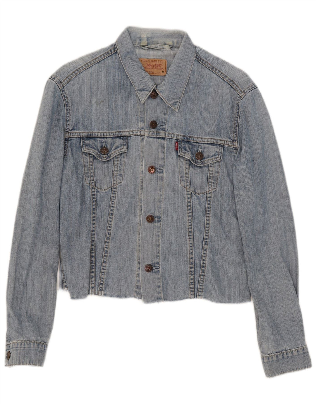 Levi's Girls Crop Denim Jacket 10-11 Years Medium Blue Cotton