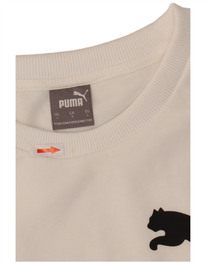 Puma Mens Graphic Sweatshirt Jumper Large White Polyester