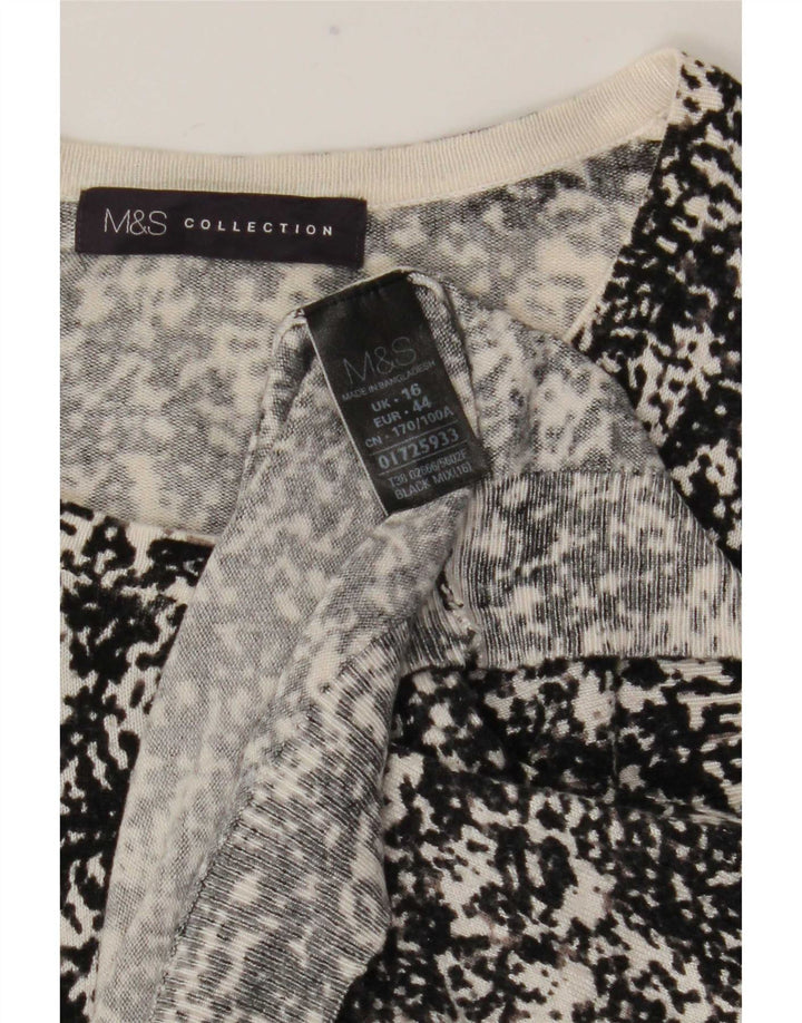 Marks & Spencer Womens Abstract Pattern Cardigan Sweater UK 16 Large Black